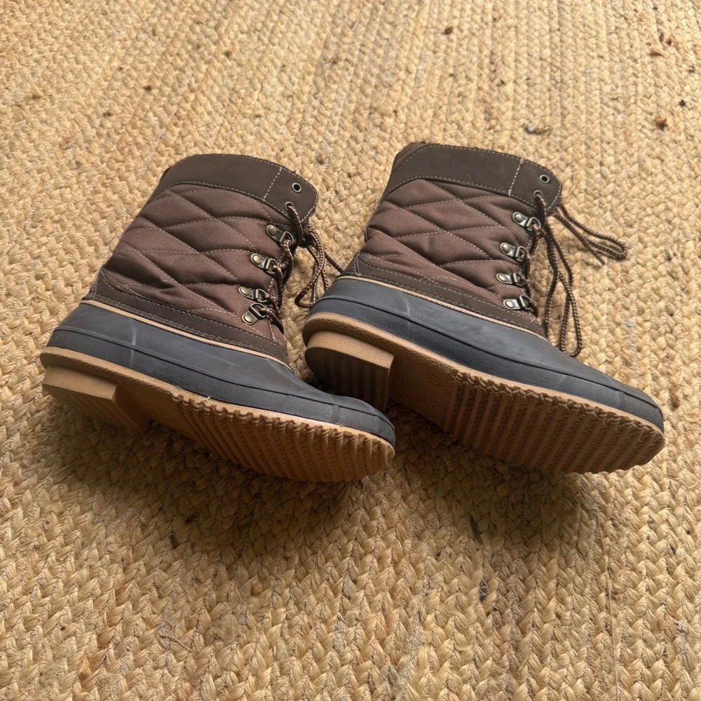 Khombu Annabel Brown Quilted Faux Fur Lined Duck Winter Boots Womens 7M Snow
